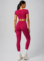 Women Yoga Solid Color Two-Piece Set