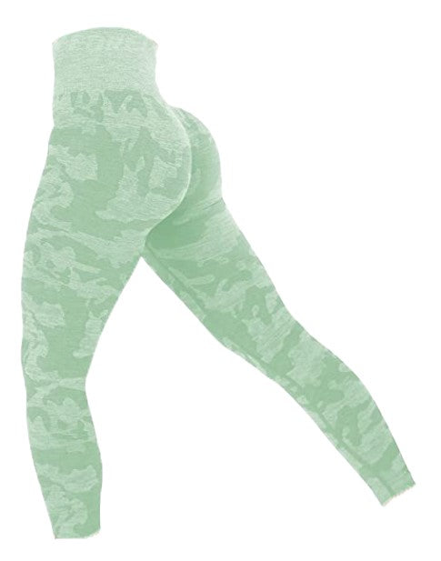 Sage Green Camo Seamless Leggings - ShopperBoard